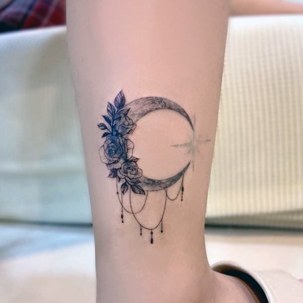 Flower Moonic Womens Flower Moon Tattoo Designs