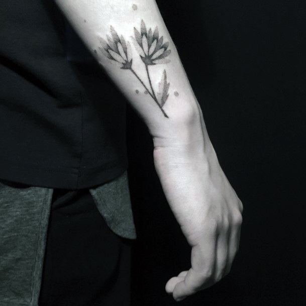 Flower Negative Space Tattoo Designs For Women