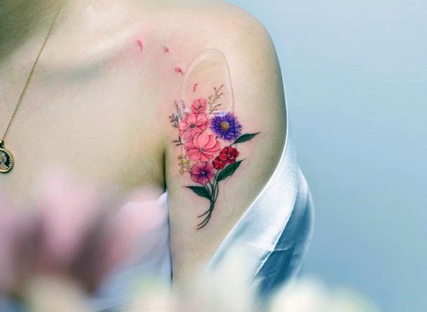 Flower Petal Tattoo For Ladies