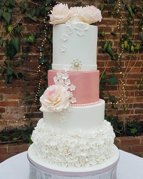 Flower Pink And White Beautiful Wedding Cake