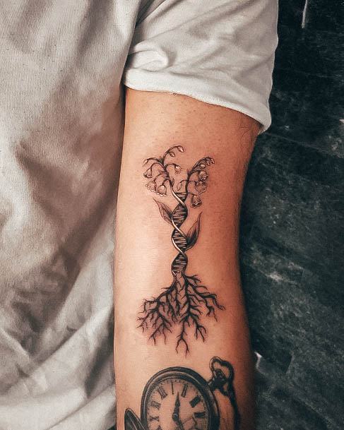 Flower Roots Inside Elbow Womens Dna Tattoos