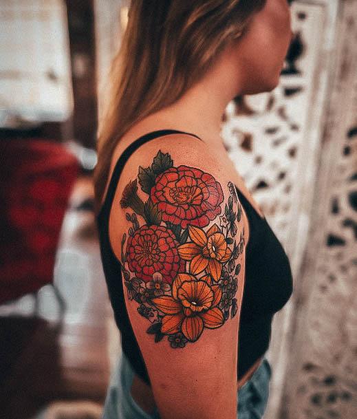 Flower Shoulder Girls Tattoo Ideas