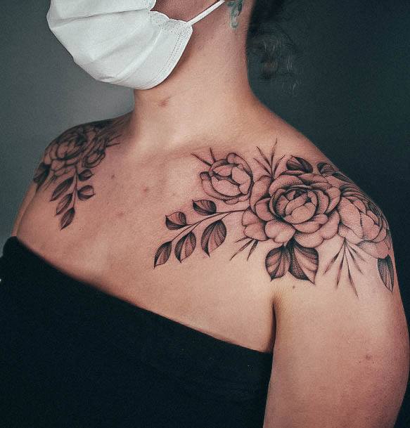 Flower Shoulder Tattoo Design Inspiration For Women