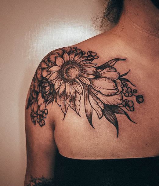 Flower Shoulder Tattoos For Girls