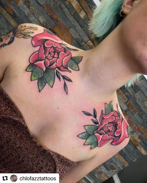 Flower Shoulder Womens Tattoos