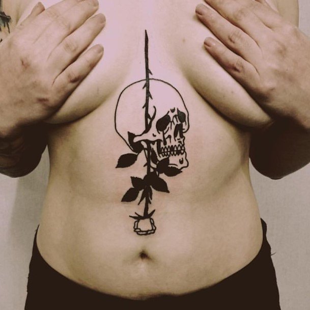 Flower Skill Dark Tattoo Womens Torso