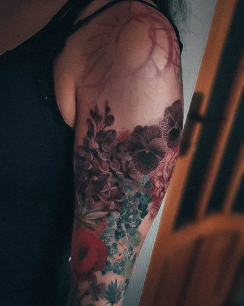 Flower Sleeve Female Tattoo Designs