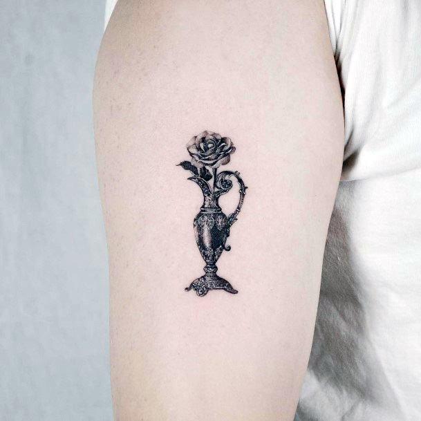 Flower Vase Realism Tattoo Designs For Women