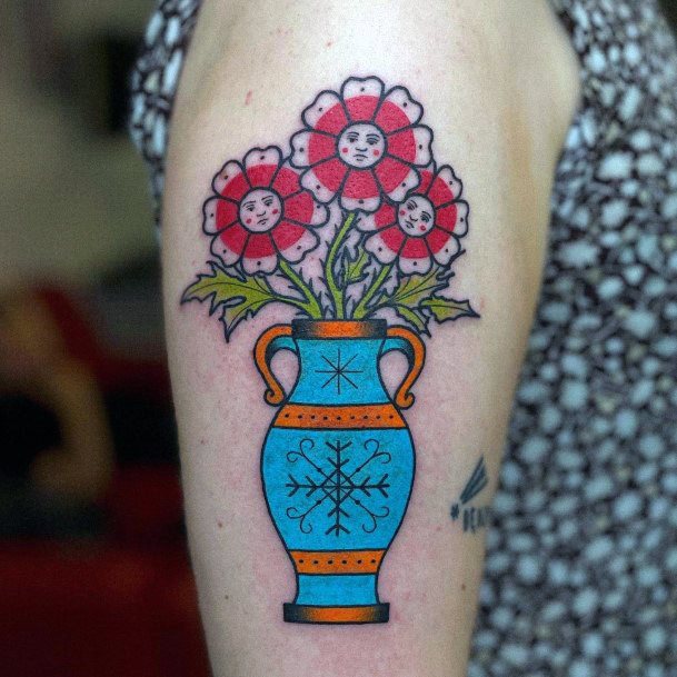 Flower Vase Womens Tattoo Ideas