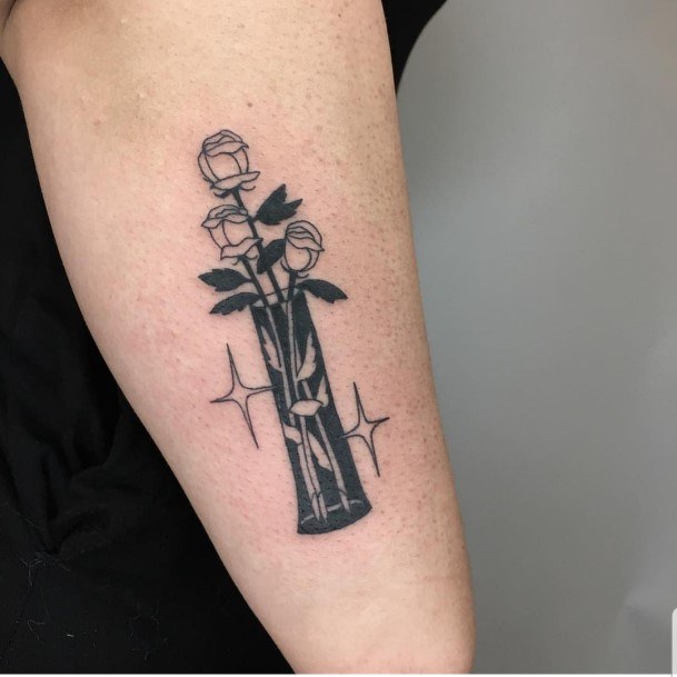 Flowers In A Tall Vase Tattoo Womens Arms