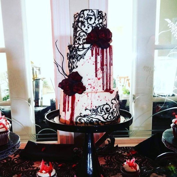 Flowing Blood Halloween Wedding Cakes