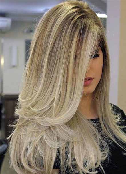 Flowing Golden Cascading Hair Women