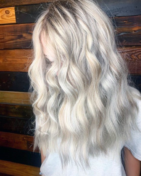 Flowing Long Silver Hairstyle Modern Women