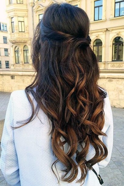 Flowing Wavy Brunette Hairstyle