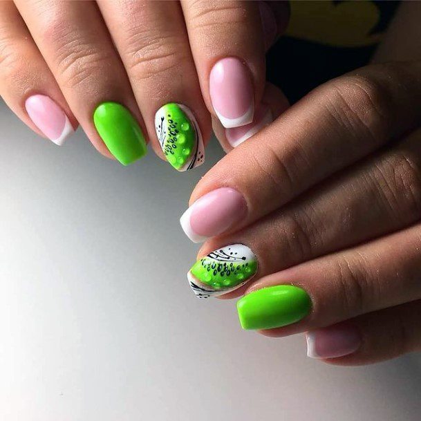 Fluroscent Green Kiwi Nails Women