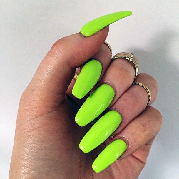 Fluroscent Lime Green Nails