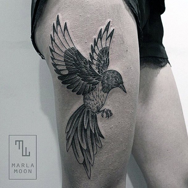 Flying Bird Tattoo Womens Thighs