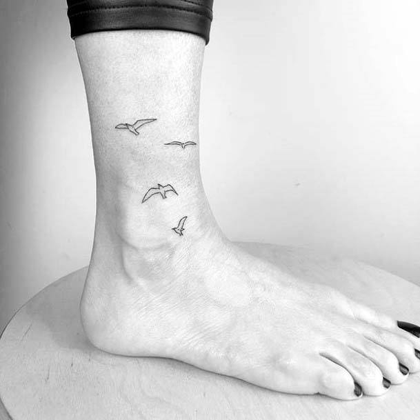 Flying Birds Ankle Tattoo Women