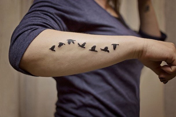 Flying Black Birds Women Forearms