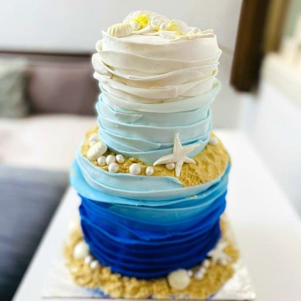 Folded Icing Beach Wedding Cake Women