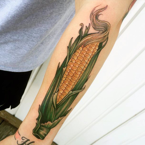 Foream Realistic Corn Tattoo Designs For Women