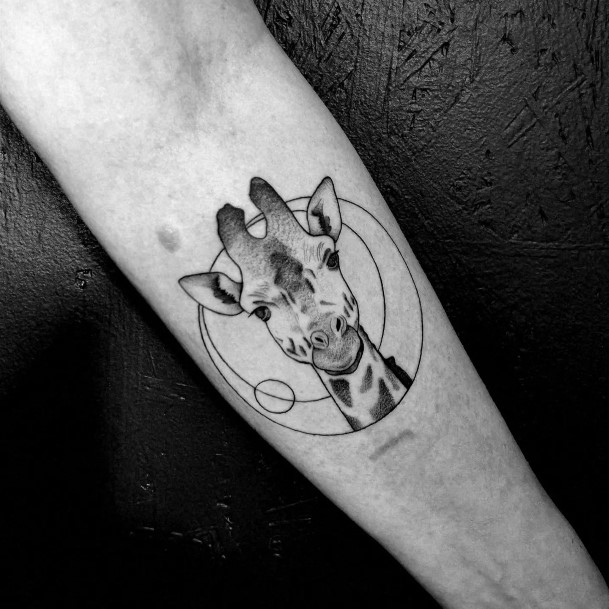 Forearm Circles Giraffe Tattoo For Ladies