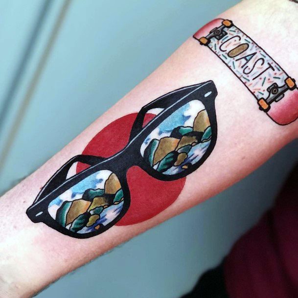 Forearm Reflection 3d Sunglasses Tattoo Designs For Women