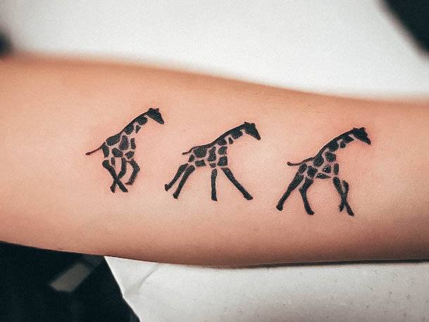 Forearm Running Giraffes Tattoos Feminine Ideas