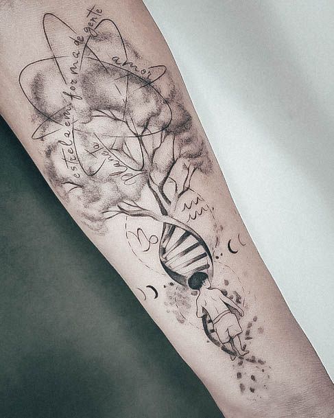 Forearm Scientific Tree Dna Tattoo For Ladies