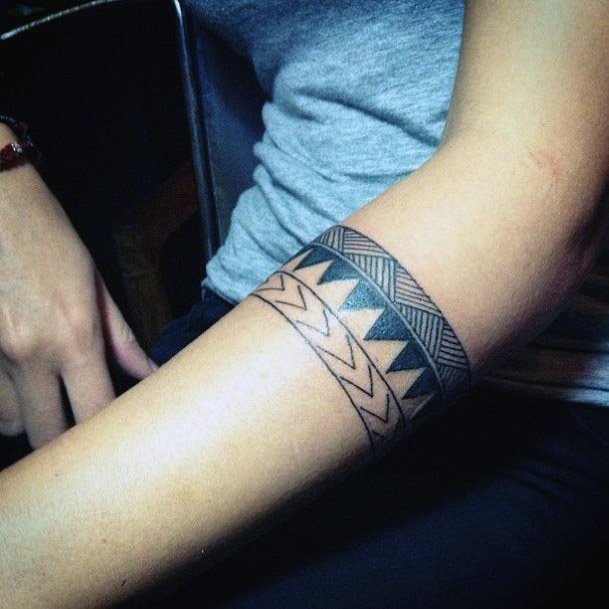 Forearms Womens Tribal Ribbon Tattoo