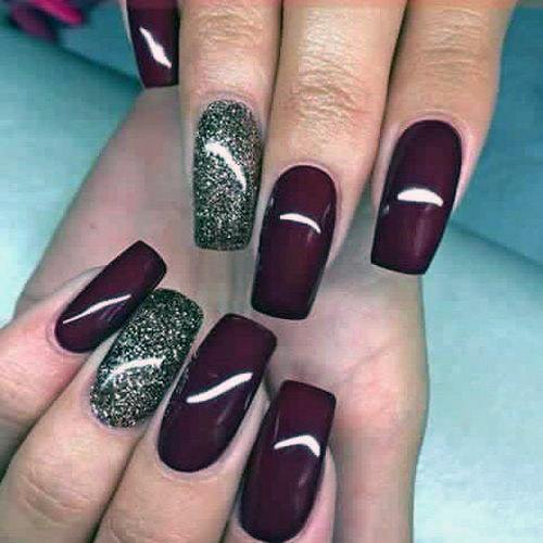 Forest Themed Block Glossy Nails Women