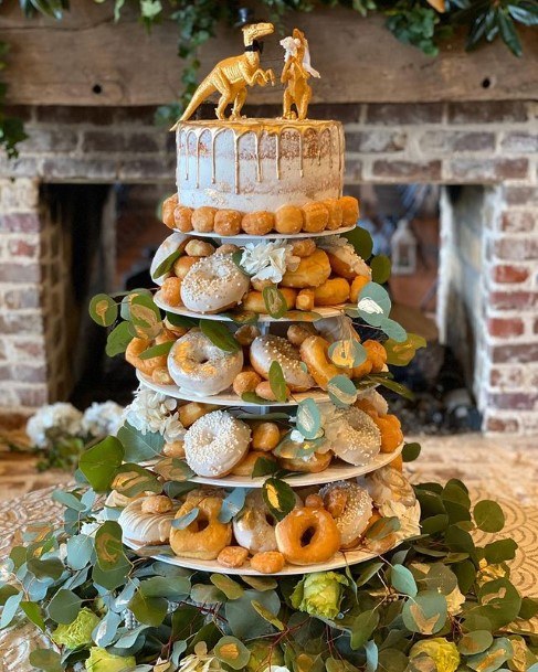 Forest Themed Wedding Cake And Donut