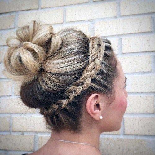 Formal Updo Medium Blonde With Braided Crown Into Bun