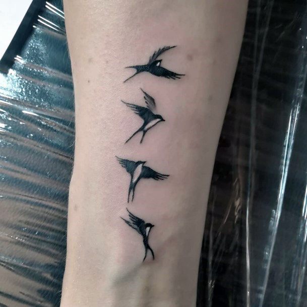 Four Birds Tattoo Womens Hands