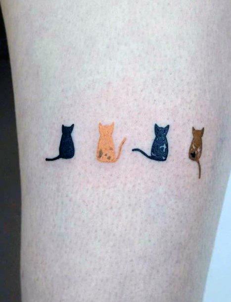 Four Colored Cats Tattoo For Women
