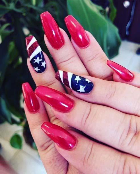 Fourth Of July Red White And Blue Womens Nails