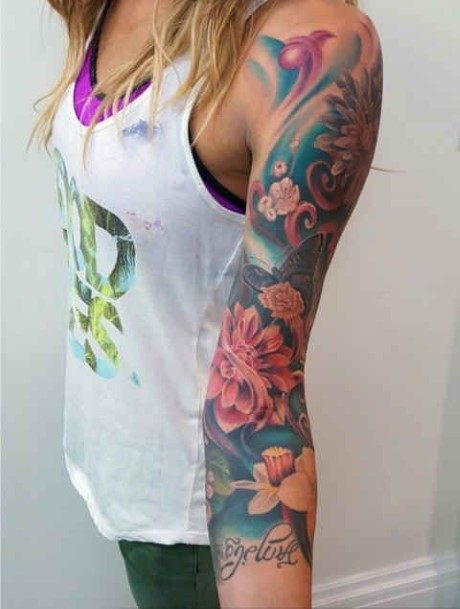 Fragrant Bunch Of Flowers Tattoo Women Arms