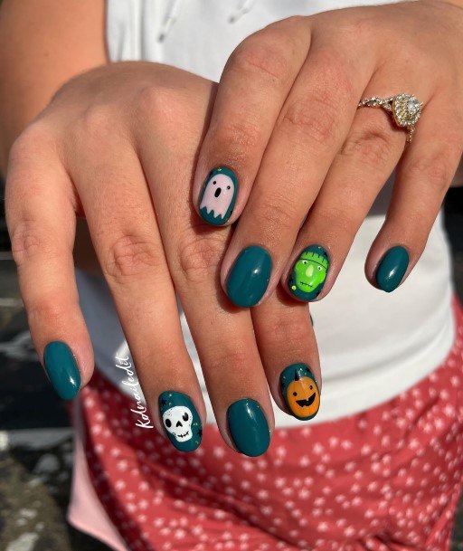 Frankenstein Female Nail Designs