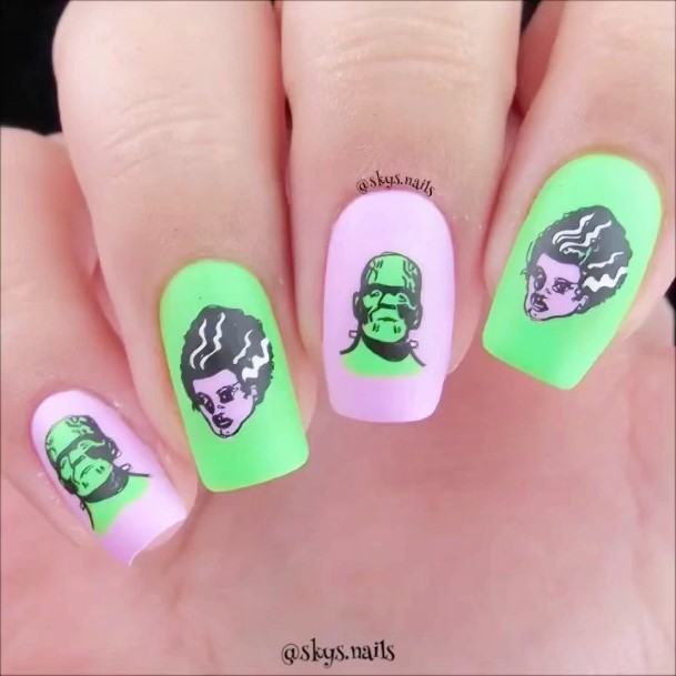 Frankenstein Girls Nail Ideas