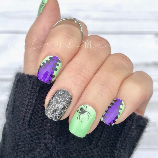 Frankenstein Nail Feminine Designs