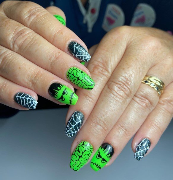 Frankenstein Nails Feminine Ideas