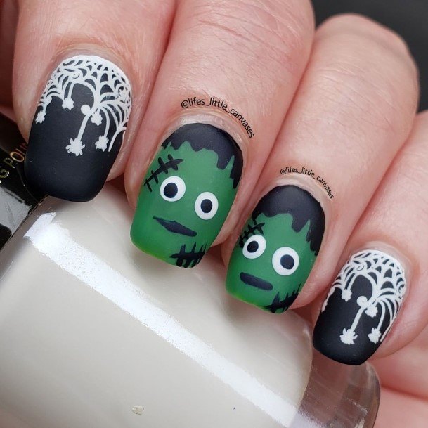 Frankenstein Nails For Girls