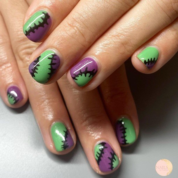 Frankenstein Womens Feminine Frankenstein Nails