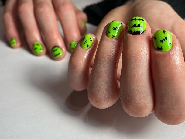 Frankenstein Womens Nail Designs