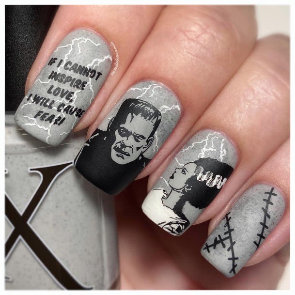 Frankenstein Womens Nail Ideas