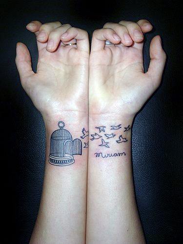 Free Flying Birds From Cage Tattoo Womens Wrists