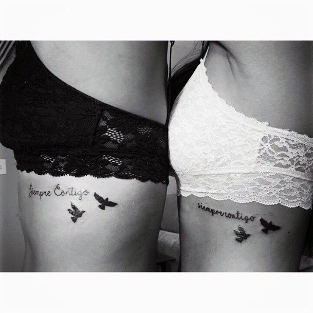 Free Flying Birds Sister Tattoo Torso