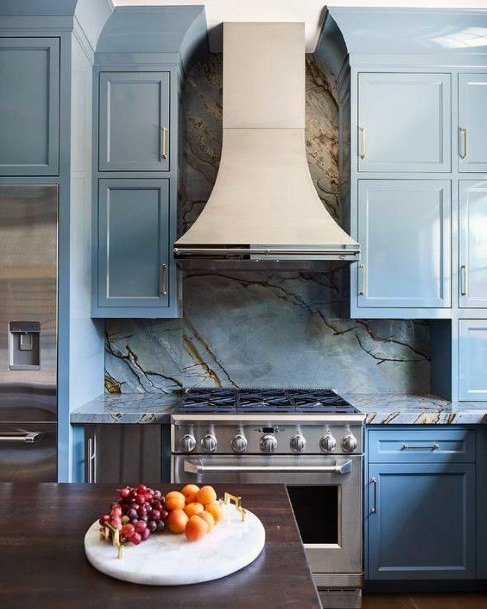 French Design Blue Marble Granite Kitchen Countertop Ideas