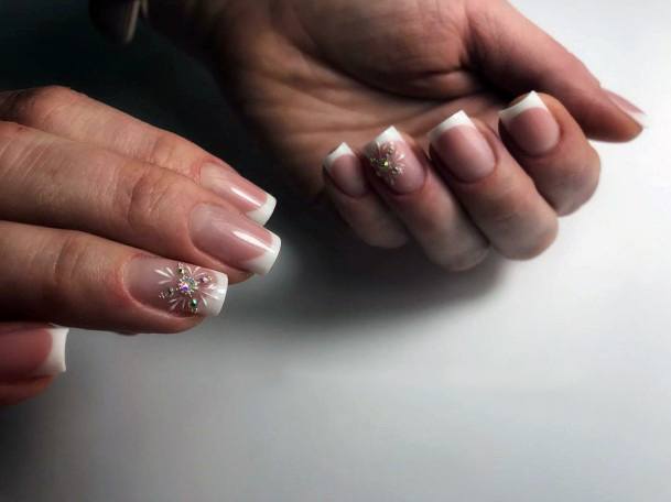 French Mani With Snow Flakes For Women