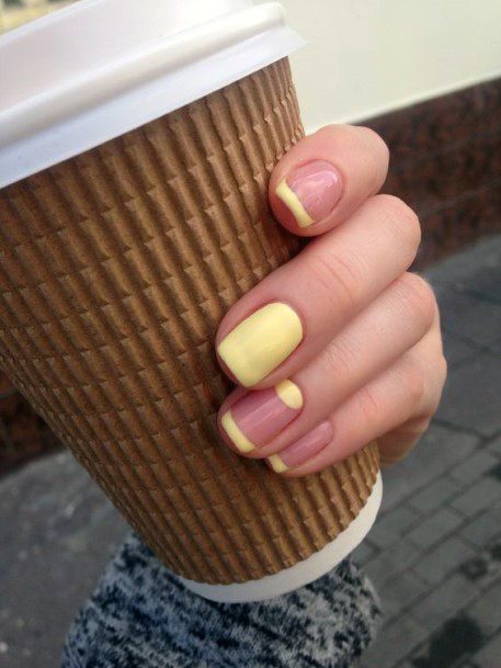 French Manicure Pale Yellow Nails For Women